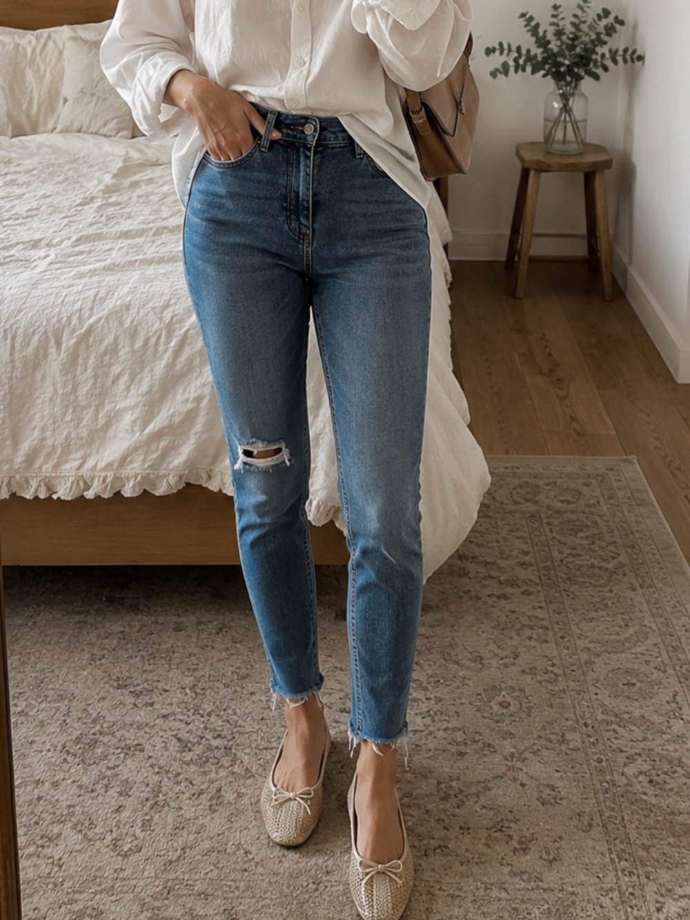 J. Crew Distressed Dark Blue Skinny Jeans with Button-Fly